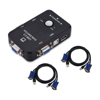 سوییچ KVM دو پورت USB مدل BAMA122 به همراه دو کابل KVM