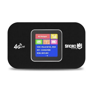 مودم 4G LTE قابل حمل اسفیورد مدل M750 با باتری 3000 میلی‌آمپرساعت، پشتیبانی از 10 کاربر همزمان، نمایشگر رنگی دیجیتال، اتصال بی‌سیم WIFI 802.11b/g/n و سرعت دانلود تا 150 مگابیت بر ثانیه
