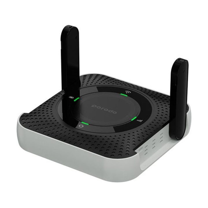 مودم روتر قابل حمل 4G پرودو مدل PD-4GCPMF با باتری 4000 میلی‌آمپر، شارژدهی 12 ساعت، پشتیبانی تا 10 کاربر، پورت LAN، اتصال سیمی و بی‌سیم، فرکانس 2.4 گیگاهرتز و سرعت دانلود 150 مگابیت بر ثانیه