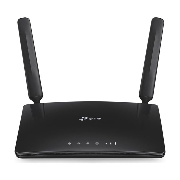 مودم روتر بی‌سیم تی پی-لینک مدل Archer MR200/AC750_Ver-4 با پشتیبانی از 4G LTE و 3G، دو آنتن خارجی، فرکانس دوگانه 2.4 و 5 گیگاهرتز، سرعت انتقال داده تا 300 مگابیت بر ثانیه، قابلیت اتصال 64 کاربر، پشتیبانی از سیم کارت میکرو و امکانات WPS و کلید روشن/خاموش
