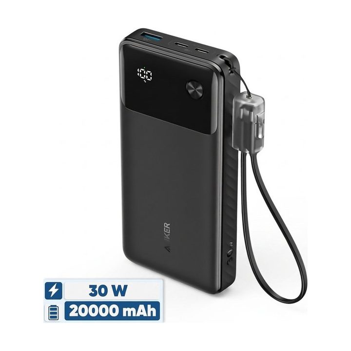 پاوربانک 30 وات انکر مدل A1384 ظرفیت 20000 میلی آمپر ساعت به همراه کابل USB-C