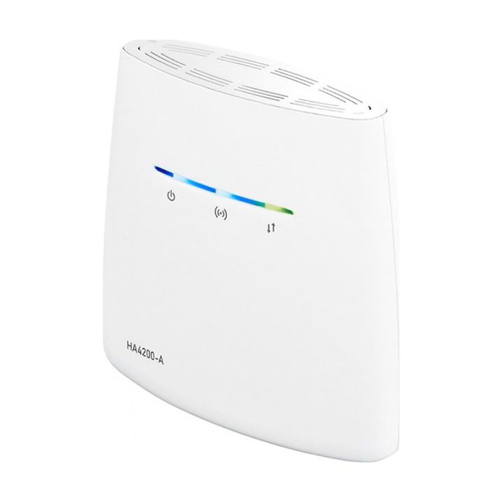 مودم رومیزی 4G همراه اول مدل HA4200-A با پشتیبانی LTE، اتصال همزمان 32 کاربر، دو پورت LAN و یک پورت WAN، مدیریت آسان از طریق پنل وب و کارت هدیه فعال‌سازی سیم‌کارت اعتباری و 300 گیگابایت اینترنت هدیه یک ساله