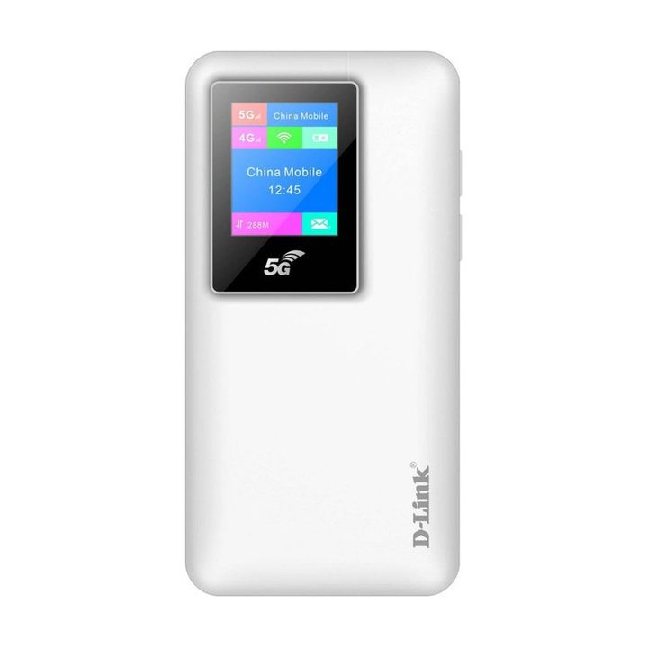 مودم روتر 5G قابل حمل سیم‌کارتی دی-لینک مدل 5G Mi-Fi DWR-900V، پشتیبانی از 32 کاربر، باتری قابل شارژ، آنتن داخلی با امکان اتصال آنتن خارجی و رابط‌های USB Type-C و USB