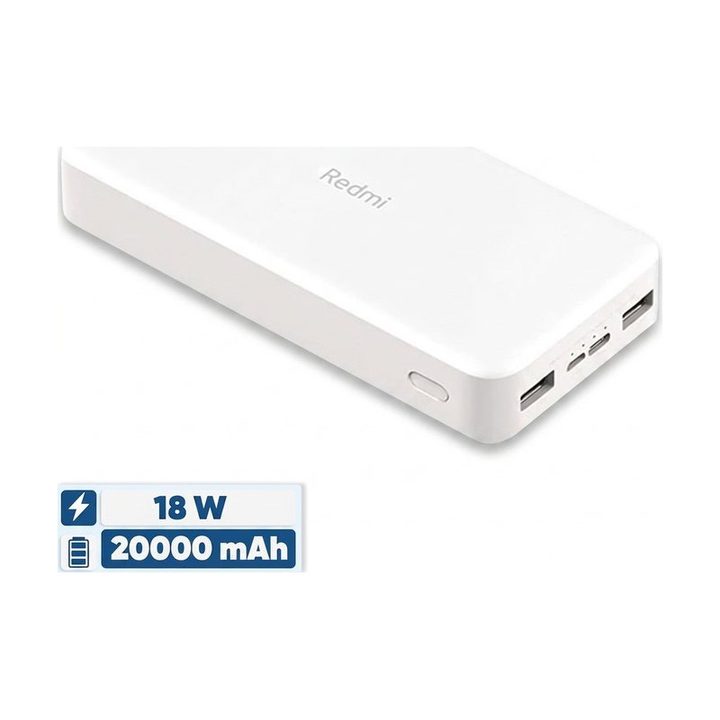پاوربانک 18 وات شیائومی مدل Redmi ظرفیت 20000 میلی‌آمپرساعت